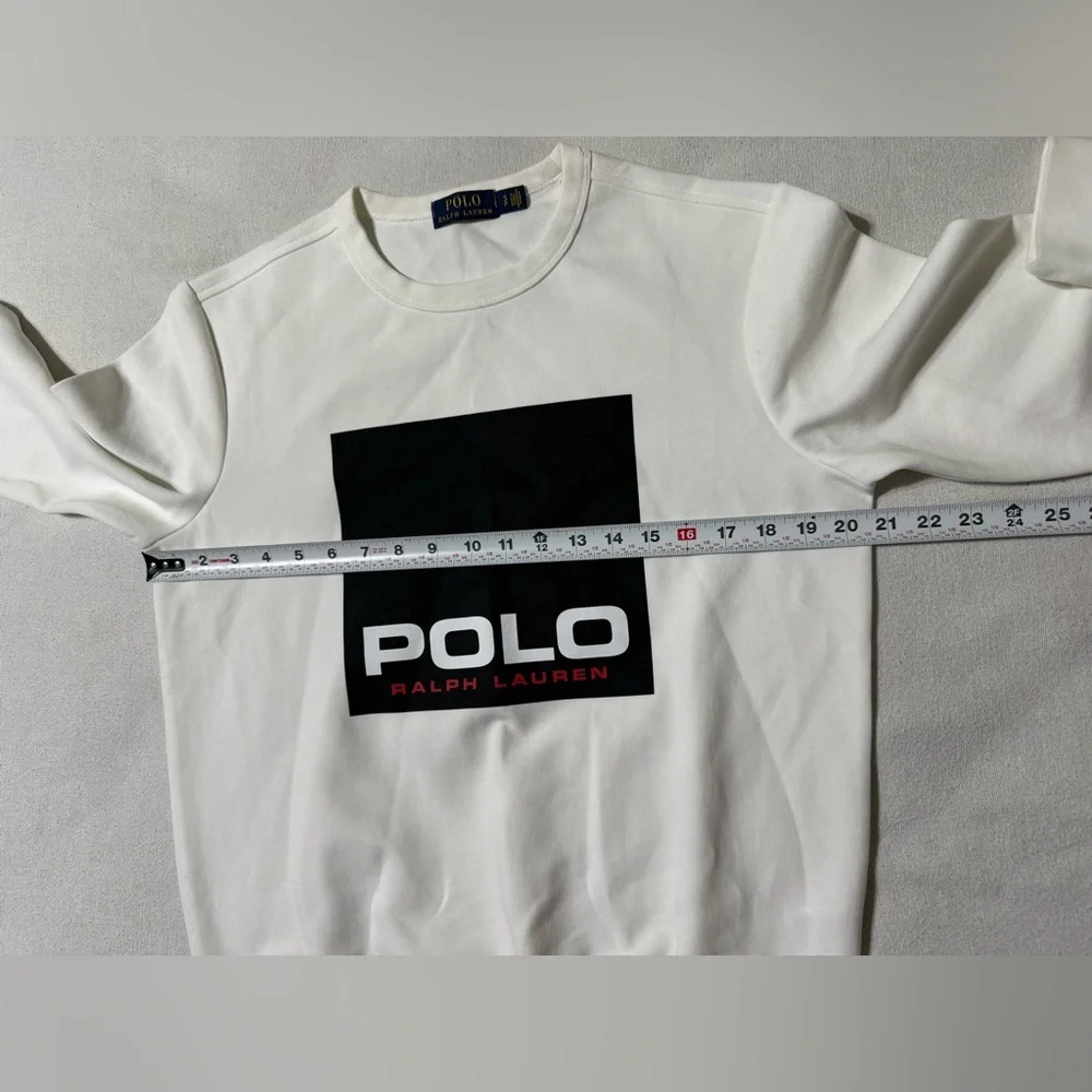 Polo Ralph Lauren Spell‎ Out Print Pullover White Sweater Men's Small